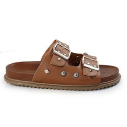 Papete Feminina Fivelas Camila Sola Baixa Caramelo... - CHARELLI