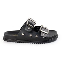 Papete Feminina Fivelas Camila Sola Baixa Preto - ... - CHARELLI