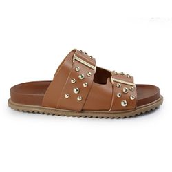 Sandália Papete Feminina Aurora Sola Baixa Caramel... - CHARELLI