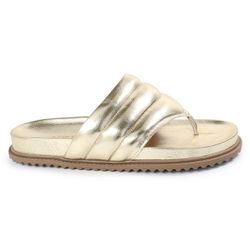 Sandalia Papete de Dedo Sola Baixa Leona Dourado -... - CHARELLI