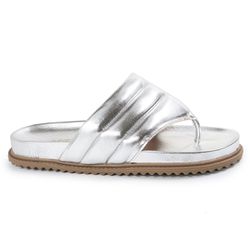 Sandalia Papete de Dedo Sola Baixa Leona Prata - A... - CHARELLI