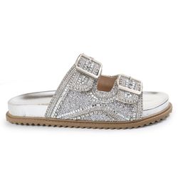 Sandália Feminina com Pedraria e Brilhos Prata - P... - CHARELLI