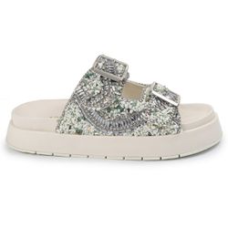 Sandália Feminina Sola Alta com Pedraria Prata - A... - CHARELLI