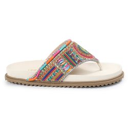 Rasteirinha Feminina com Pedraria e Brilho Colorid... - CHARELLI