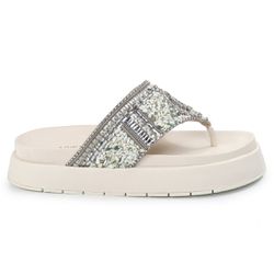 Rasteirinha sola Alta com Pedraria e Brilho Prata ... - CHARELLI