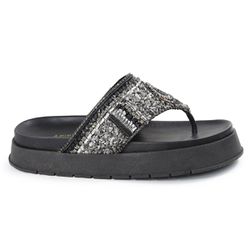 Rasteirinha sola Alta com Pedraria e Brilho Preto ... - CHARELLI