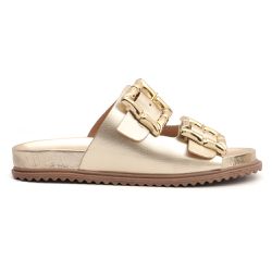 Sandália Papete Bianca com Fivela Dourado - AR067B - CHARELLI