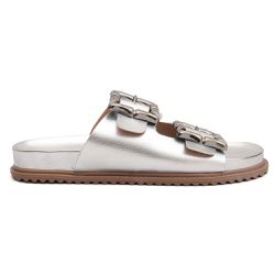 Sandália Papete Bianca com Fivela Prata - AR067B - CHARELLI