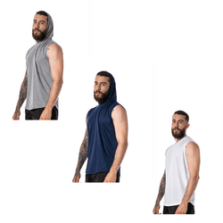 Kit Masculino 3 Regatas com Capuz Oversized Treino... - CHIELLA