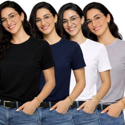 Kit 4 Camisetas Básicas Feminina - Cores - KIT4-CA... - CHIELLA