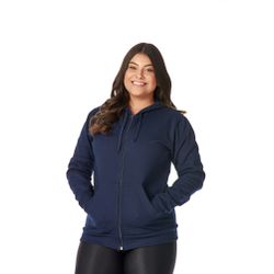 Moletom Feminino Azul Marinho com Capuz e Zíper -... - CHIELLA