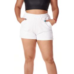 Short Moletom Feminino Branco Curtinho - SHORT-F-... - CHIELLA