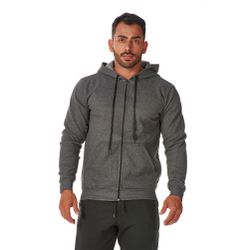 Moletom Masculino Cinza Escuro com Zíper e Bolso C... - CHIELLA