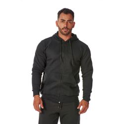 Moletom Masculino Preto com Zíper e Bolso Canguru ... - CHIELLA