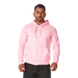 Moletom Masculino Rosa com Zíper e Bolso Canguru ... - CHIELLA