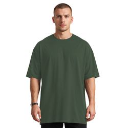 Camiseta Oversized Comum Lisa Elegante Verde Milit... - CHIELLA