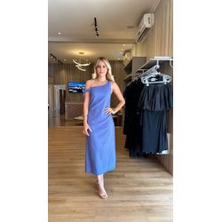 Vestido Midi Linho Azul - FABIANA ZAMBOLIN