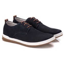 Sapatênis Masculino Couro Azul Navy Comfort - 7000 - Ranster Confort