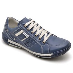 Sapatênis Masculino Couro Azul Comfort - 3005 - Ranster Confort