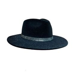 Chapéu Fedora Launa Glitter Preto Aba Média Reta 7... - CLUB 21 COUNTRY