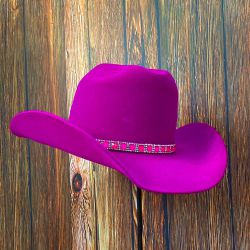 Chapéu Country Diamond Aba 10 Pink com Bandinha de... - CLUB 21 COUNTRY