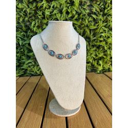 Choker Feminina Cor Prata Detalhe Esmaltado com Re... - CLUB 21 COUNTRY