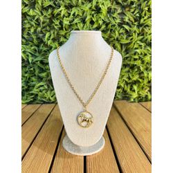 Colar Corrente Feminino Cor Dourado Detalhe Esmalt... - CLUB 21 COUNTRY