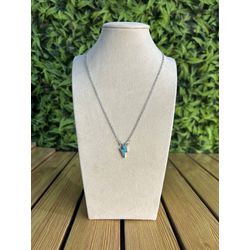 Colar Corrente Feminino Cor Prata Detalhe Esmaltad... - CLUB 21 COUNTRY