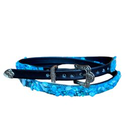 Bandinha de Couro Diamond Cascalho Azul Claro para... - CLUB 21 COUNTRY