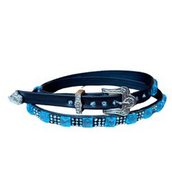 Bandinha de Couro Diamond Com Pedraria Azul Quadra... - CLUB 21 COUNTRY