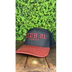 Boné Country Sertanejo Club21 Cor Vinho Aba de Sin... - CLUB 21 COUNTRY