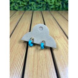 Argola Azul Ciano Estilo Country Feminino - BRINCO... - CLUB 21 COUNTRY