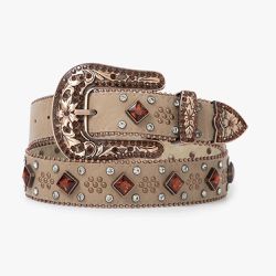 Cinto Country Creme com Pedrarias Vermelho - CINTO... - CLUB 21 COUNTRY