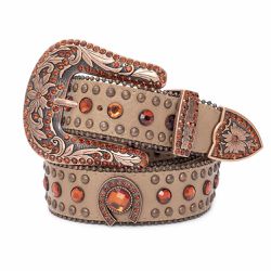 Cinto Country Creme com Vermelho Metal Fivela - CI... - CLUB 21 COUNTRY