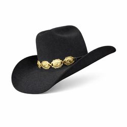 Chapéu Aba 10 Preto com bandinha concho dourado Co... - CLUB 21 COUNTRY