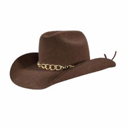 Chapéu Aba 10 Café com bandinha corrente dourado C... - CLUB 21 COUNTRY