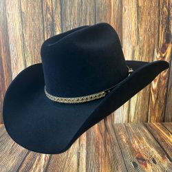 Chapéu Country Diamond Aba 10 Preto com Bandinha D... - CLUB 21 COUNTRY