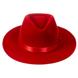 Chapéu Fedora Unissex Vermelho com Bandinha de Cet... - CLUB 21 COUNTRY