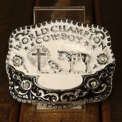 Fivela Prata Country Unissex World Champion Cowboy... - CLUB 21 COUNTRY