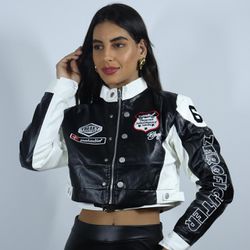 Jaqueta de Couro Feminina Paladin Preto com Branco... - CLUB 21 COUNTRY