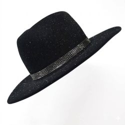Chapéu Fedora Lauana Glitter Preto Aba Média Reta ... - CLUB 21 COUNTRY