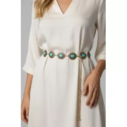 Cinto de Metal com Pedra Turquesa - CINTOMETAL12 - CLUB 21 COUNTRY