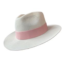 Chapéu Panamá Summer Aba Média Marfim Faixa Rosa -... - CLUB 21 COUNTRY