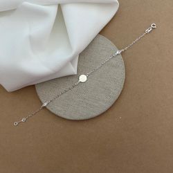 PULSEIRA 1 PLAQUINHA REDONDA LISA 2 ZIRCÔNIA CRIST... - Paraíso da Prata