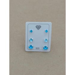 Trio Zircônia Redonda Azul Piscina Garras 3,4,5mm ... - C Martiniano Joias