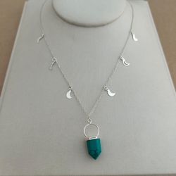 COLAR LUA LISA/VAZADA COM PEDRA NATURAL TURQUEZA -... - C Martiniano Joias