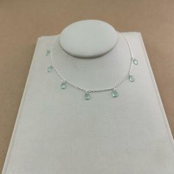 CHOKER COM 7 GOTAS ZIRCÔNIAS VERDES CLARO SEM BORD... - C Martiniano Joias