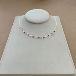 CHOKER 9 ZIRCÔNIAS ROSAS COM BORDA ARGOLINHA CARTI... - C Martiniano Joias
