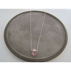 Colar Pedra Natural Biponta Quartzo Rosa Veneziana... - C Martiniano Joias