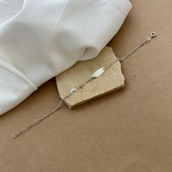 PULSEIRA PLAQUINHA NAVETE LISA MEIA LUA PENDURADA ... - C Martiniano Joias